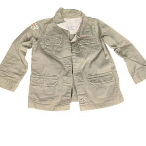 Girls Olive Green Military Style Jacket Size 4 By Carters With Embroidered Patch
